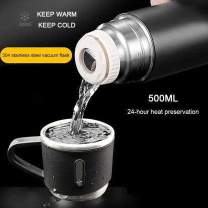 Stainless Steel Vacuum Flask Set – 500ml With 3 Cups