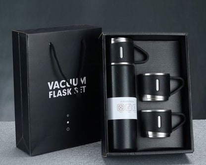 Stainless Steel Vacuum Flask Set – 500ml With 3 Cups